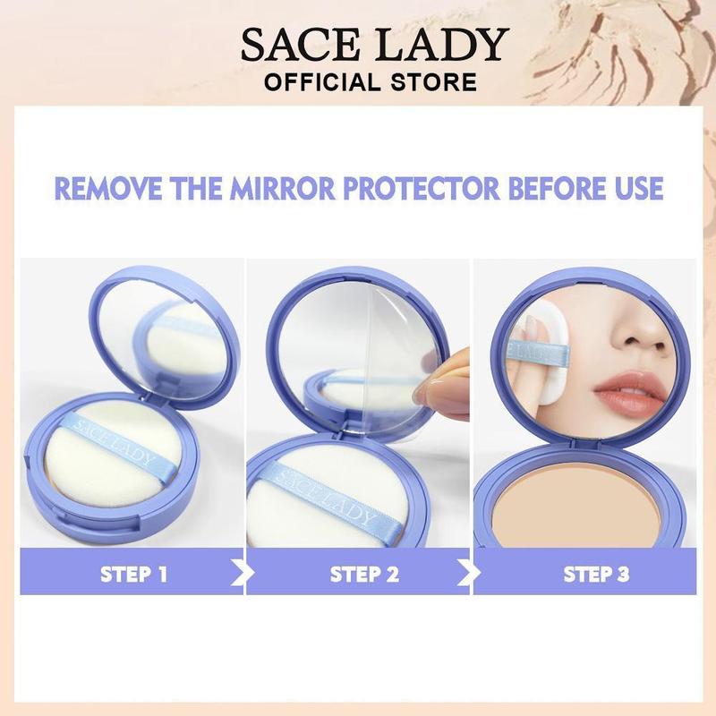 SACE LADY Oil Control Face Powder Waterproof Long Lasting Setting Powder Matte Face Makeup With Puff 0.35Oz