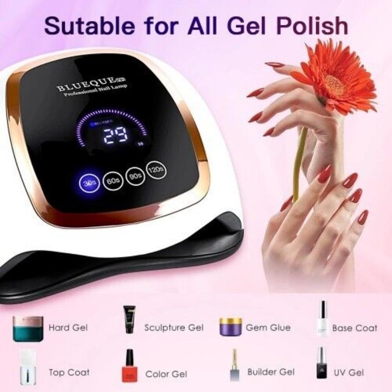 LED Nail Lamp 168W for Gel Nails Fast Curing Dryer with 42 LEDS 4 Timers Professional UV Light for Home Salon Nail Art Tools