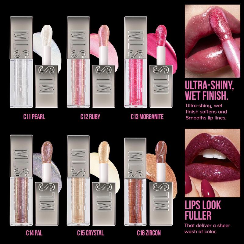 Glitter Lip Gloss with Large Brush Head, 1 Count Mirrored Pearlescent Lip Oil, Stacked Lipstick, Shimmer Lip Glaze , Moisturizing Tinted Gel