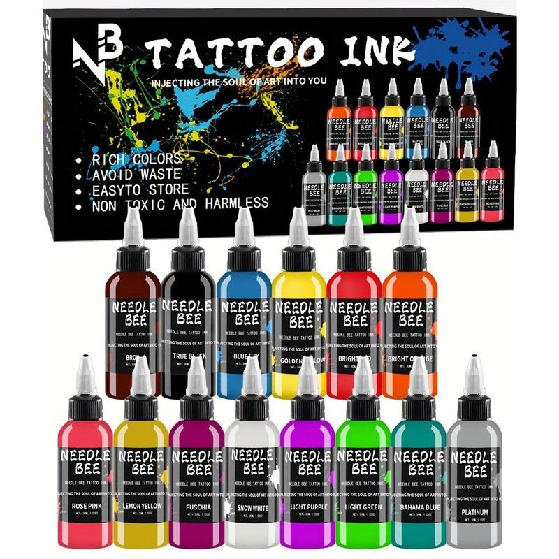 7 14 color 30ML (1.055oz) tattoo ink set, professional tattoo pigment set, long-lasting tattoo painting tattoo products, professional supply of body art tattoo ink