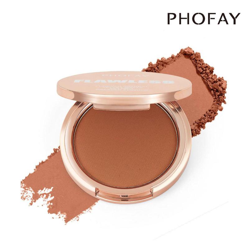 PHOFAY Matte Setting Pressed Powder for Perfect Makeup - Cosmetic Compact Flawless Lightweight Setting Powder