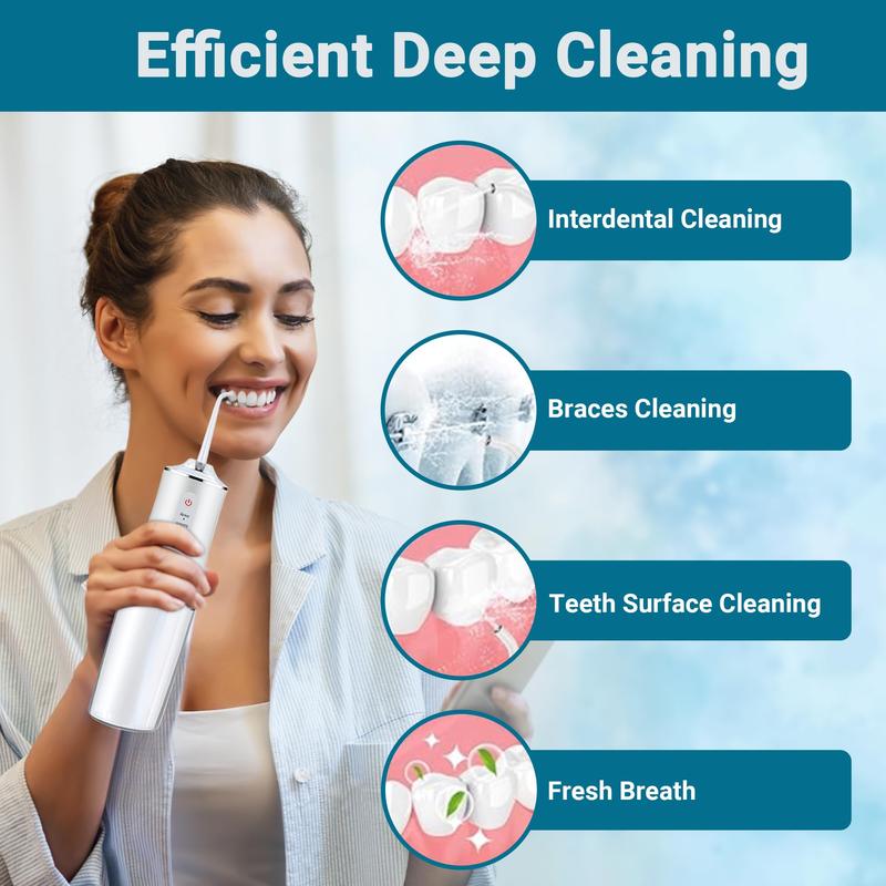 Electric Water Flosser, Dual-Stream Design for Thorough Cleaning, IPX7 Waterproof Rating, Ideal for Home and Travel Use, Perfect Oral Care Gift