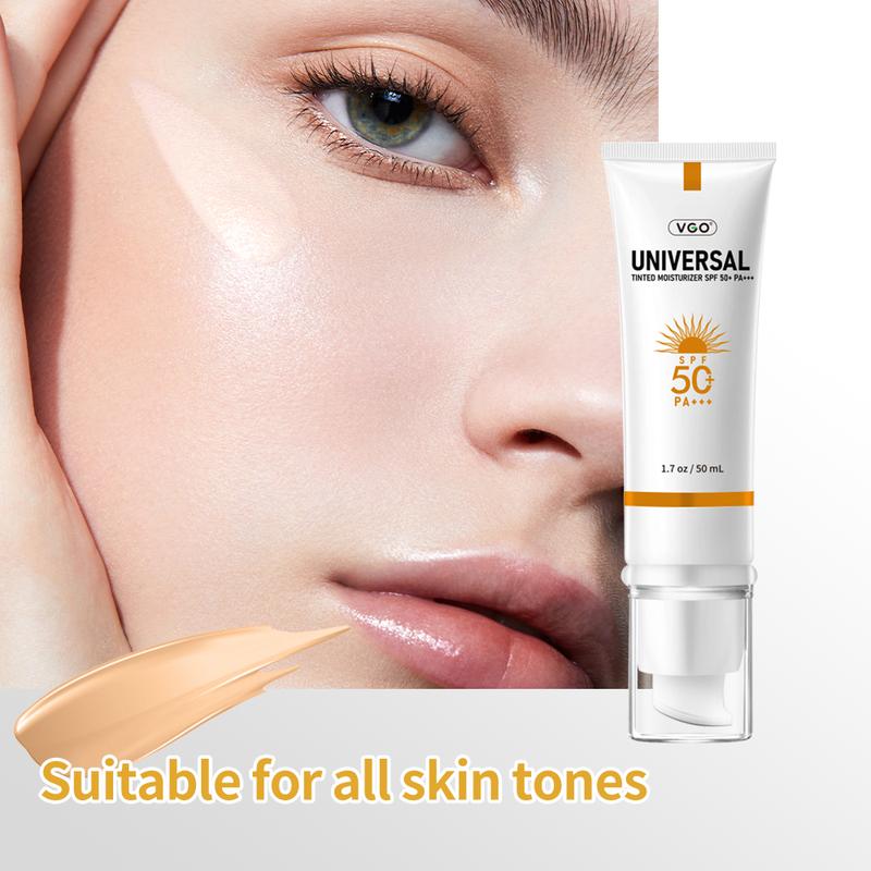 VGO-Universal Tinted Moisturizer SPF 50+ Earthy yellow liquid It can be used as foundation liquid-A Facial Skincare Sunscreen Squeeze Comfort Skin Repair