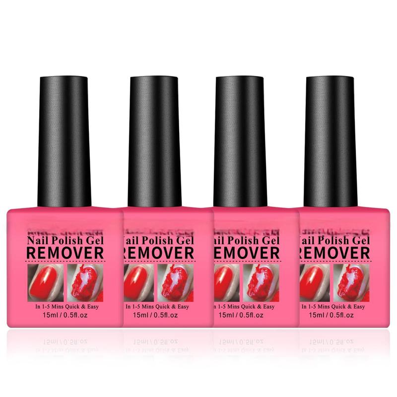 4 Pack Gel Nail Polish Remover, Gel Nail Polish Remover for Nails in 1-5 Minutes - Quick and Easy Gel Nail Polish Remover Gift Set - 0.5 fl oz