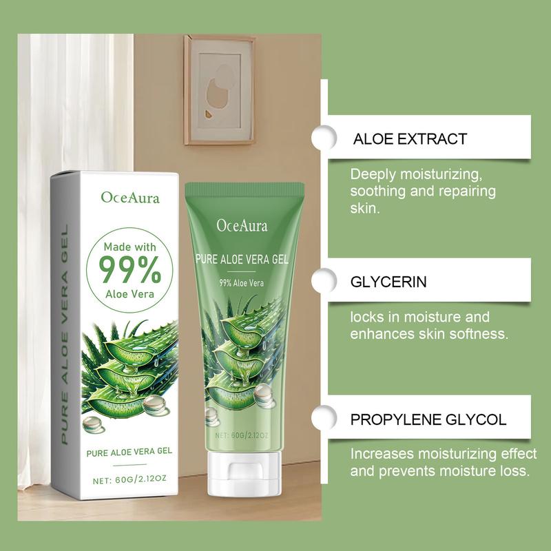 OceAura Aloe Vera Skin Care Gel Facial Hydrating Moisturizing Acne Skin Moisturizing Soothing Aloe Vera Gel Moisture Moisturizer