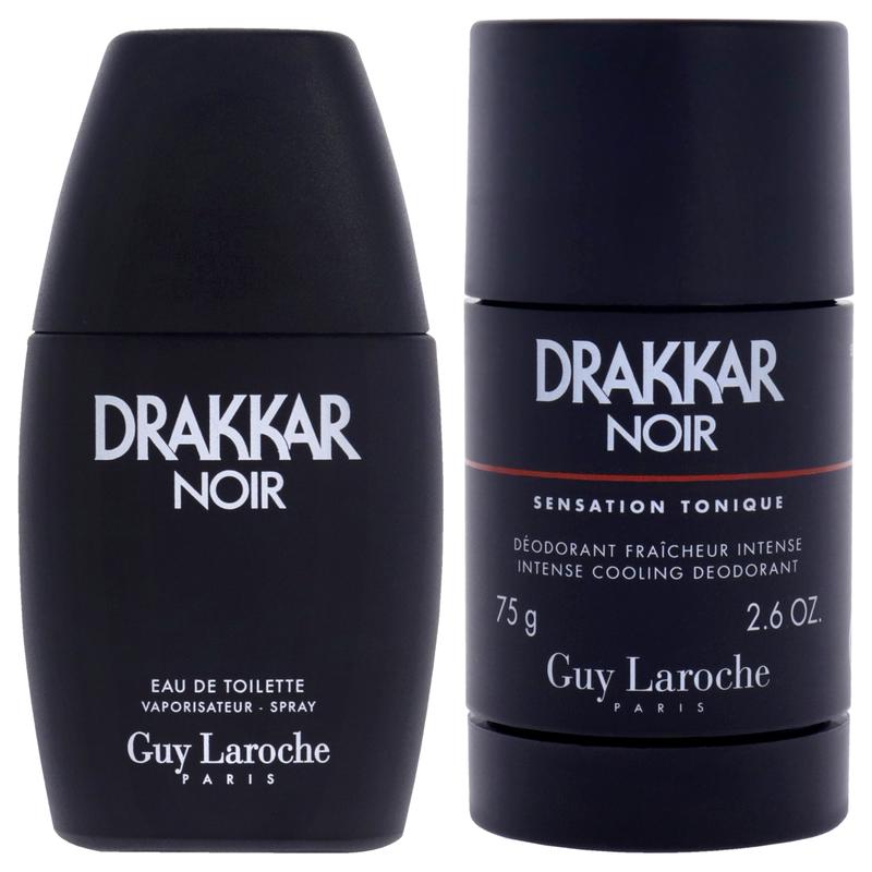 Drakkar Noir by Guy Laroche for Men - 2 Pc Gift Set 1oz EDT Spray, 2.6oz Deodorant Stick