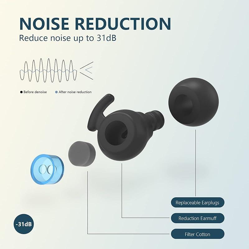 AGICEA Silicone noise-cancelling earplugs, travel noise-cancelling earplugs, noise-cancelling silent earplugs, sleep noise-cancelling earplugs