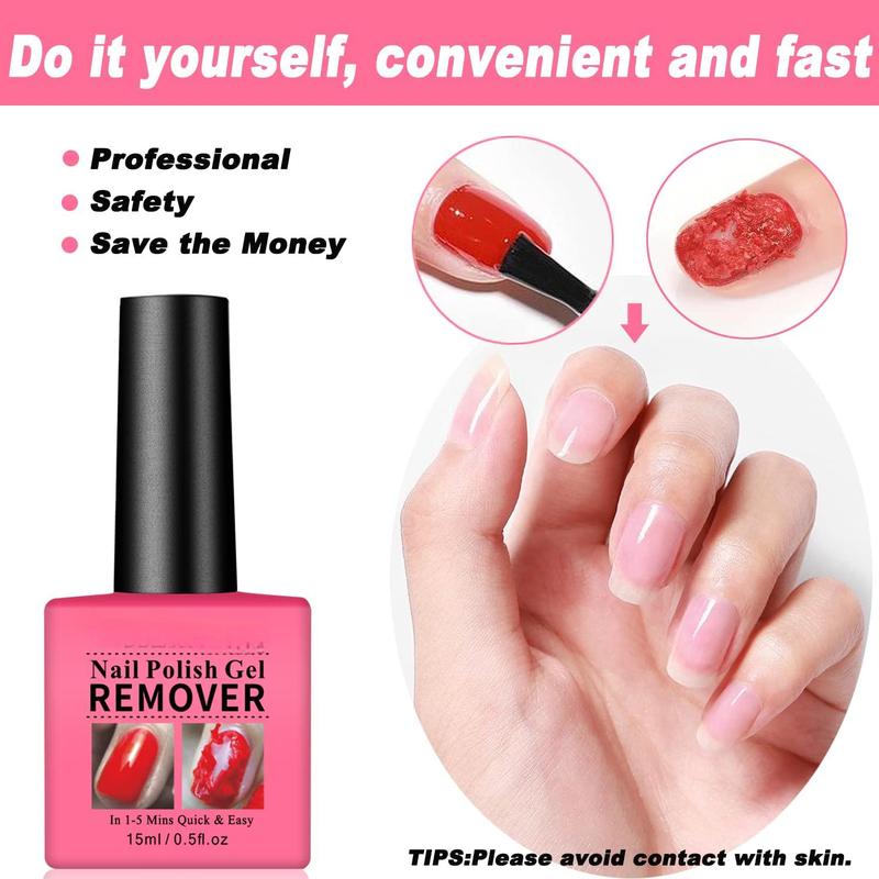 4 Pack Gel Nail Polish Remover, Gel Nail Polish Remover for Nails in 1-5 Minutes - Quick and Easy Gel Nail Polish Remover Gift Set - 0.5 fl oz