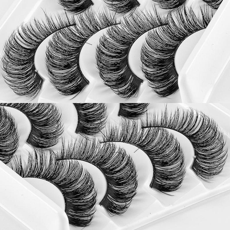 DD Curl-free Grafting 4 Pairs False Eyelashes, Multi-layer Daily Dense Curled Cross-shaped Curling Strip Lashes, Curl Fake Eyelashes for Women Eye Makeup