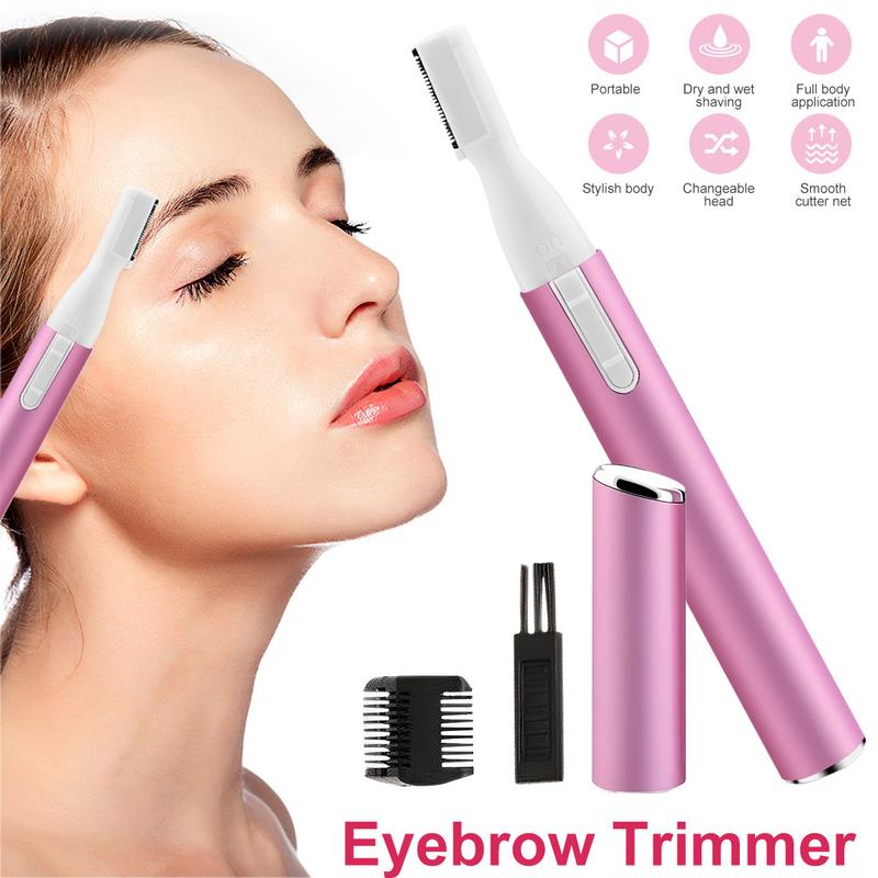 Eyebrow Trimmer Portable Eyebrow Shaper Painless Electric Eyebrow Razor for Women Men Battery-Operated Facial Hair Remover with Comb Reusable Eyebrow Hair Trimmer for Face Lips Armpit Leg Body