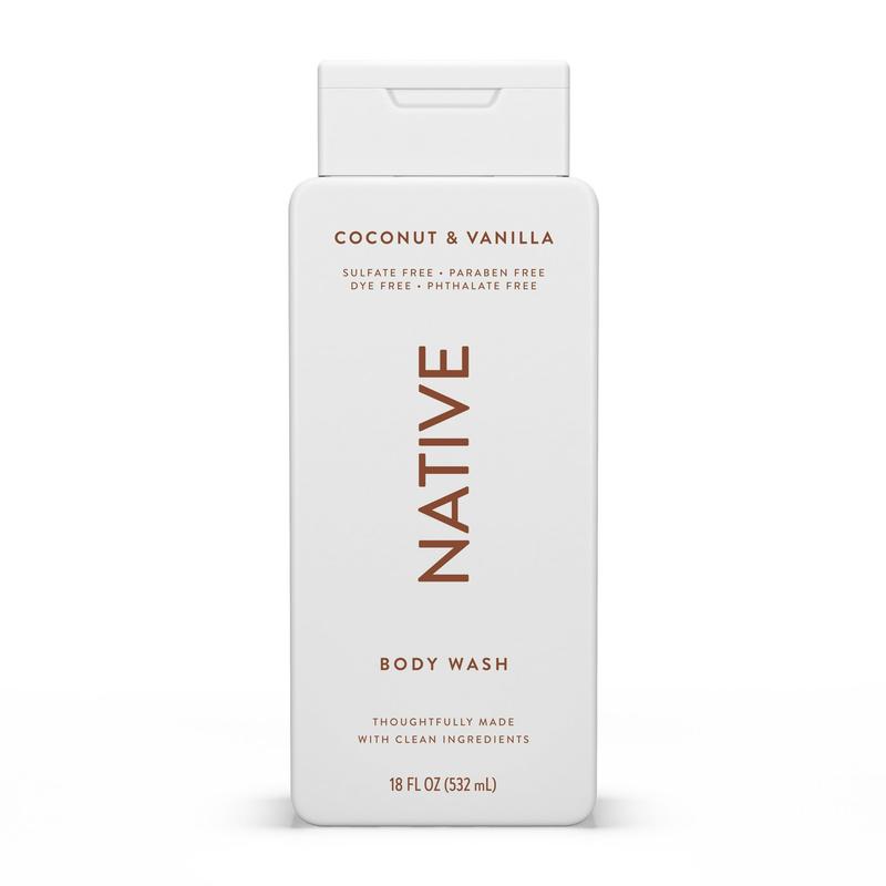 Native Body Wash, Sulfate Free, Coconut & Vanilla, for Women and Men, 18 oz