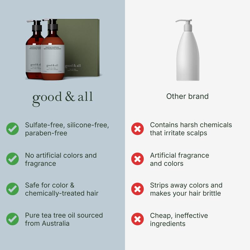 Good&All Tea Tree Shampoo & Conditioner Set for Dry Itchy Scalp with Peppermint - Sulphate, Silicone, Fragrance, Paraben Free - 400ml any