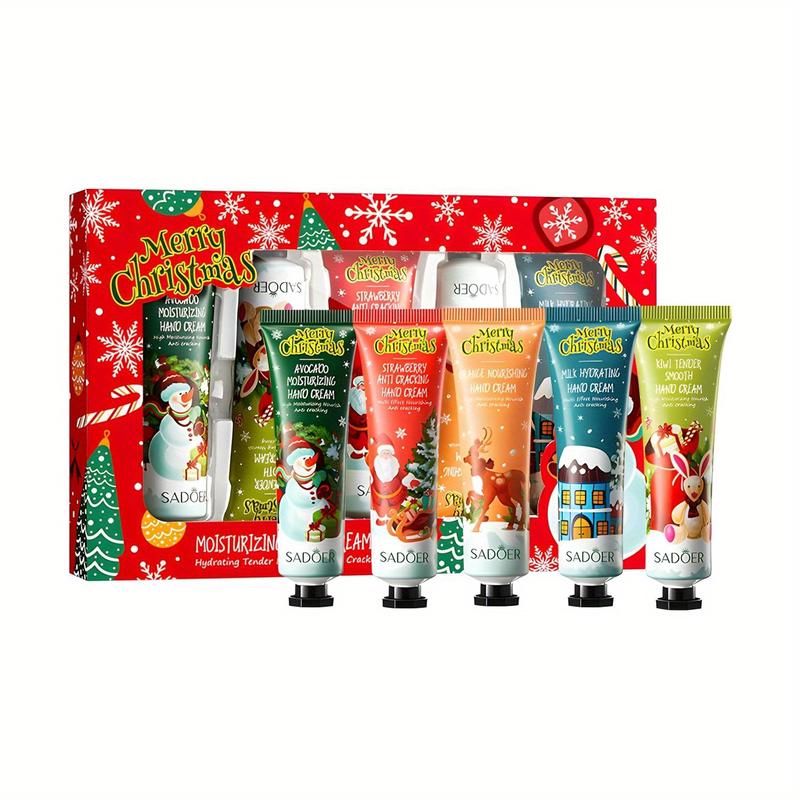 Hand cream moisturizing anti cracking hand cream, 5-piece Christmas gift box, 4-piece lipstick and gift box, 5-piece multi flavor Christmas hand cream and body cream