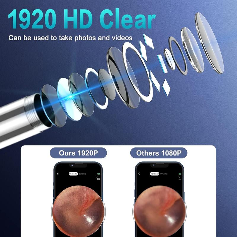 Ear Wax Removal, VITCOCO Ear Cleaner with 1920P HD Camera and Light with 8 Pcs, Earwax Remover for iPhone, iPad, Android Phones