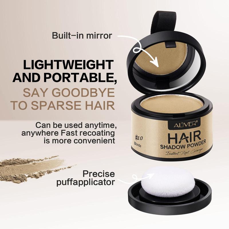 Natural Hairline Powder, Waterproof Hairline Drawing Powder with Mirror & Sponge, Root Touch Up Hair Powder, Suitable for Thinning Hair, Women & Men