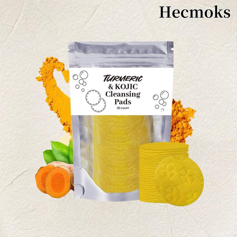 HECMOKS Turmeric Kojic Acid Cleansing Pads - Balances Skin's Oil & Water, Removes Excess Keratin, Deep Cleansing Exfoliating for Clear