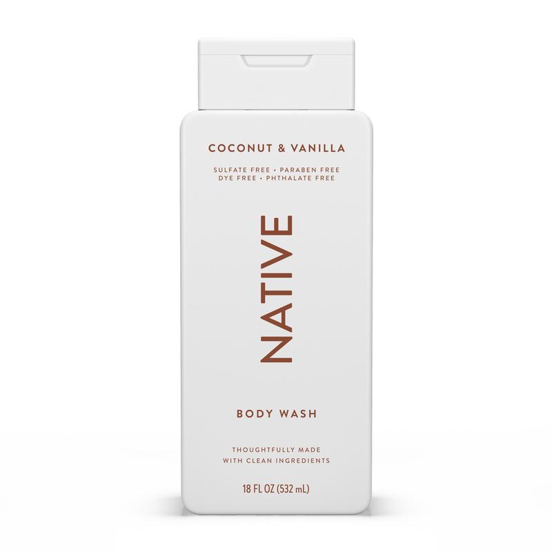 Native Body Wash, Sulfate Free, Coconut & Vanilla, for Women and Men, 18 oz