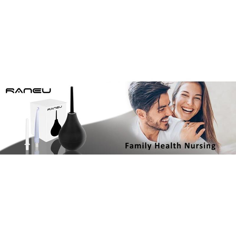 RANEU Enema Bulb Douche Enema Kit for Women & Men with 3 Nozzles (Black, 4 Piece Set)