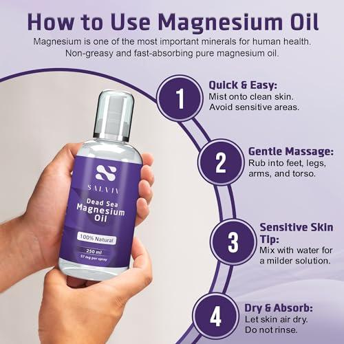 Natural Dead Sea Magnesium Oil Pump 8.45 fl oz - Pure Therapeutic Mineral Supplement from Jordan to Moderate Processes, Reduce Discomfort, and Promote Wellness