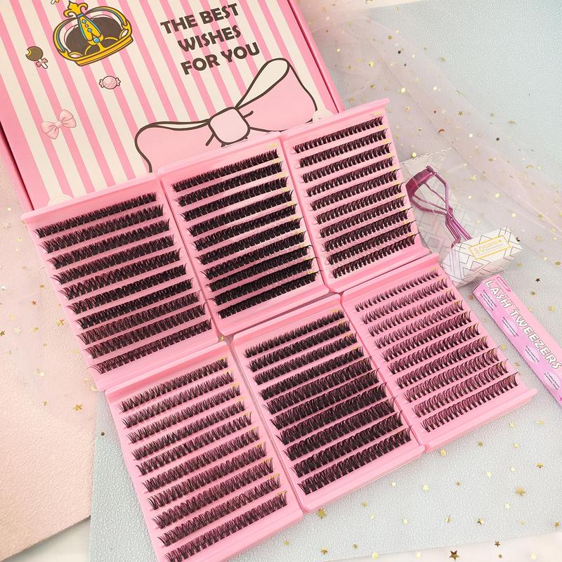 Individual False Eyelashes Kit, 1 Set Mixed Length & Styles Natural Look Eyelash Extensions with Tools, Self Grafting Curl Eyelashes, Eye Makeup Enhancement Tool, Eyelashes Extensions Kit