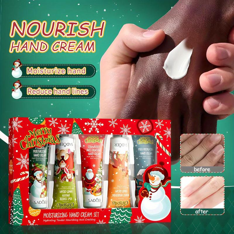 Hand cream moisturizing anti cracking hand cream, 5-piece Christmas gift box, 4-piece lipstick and gift box, 5-piece multi flavor Christmas hand cream and body cream