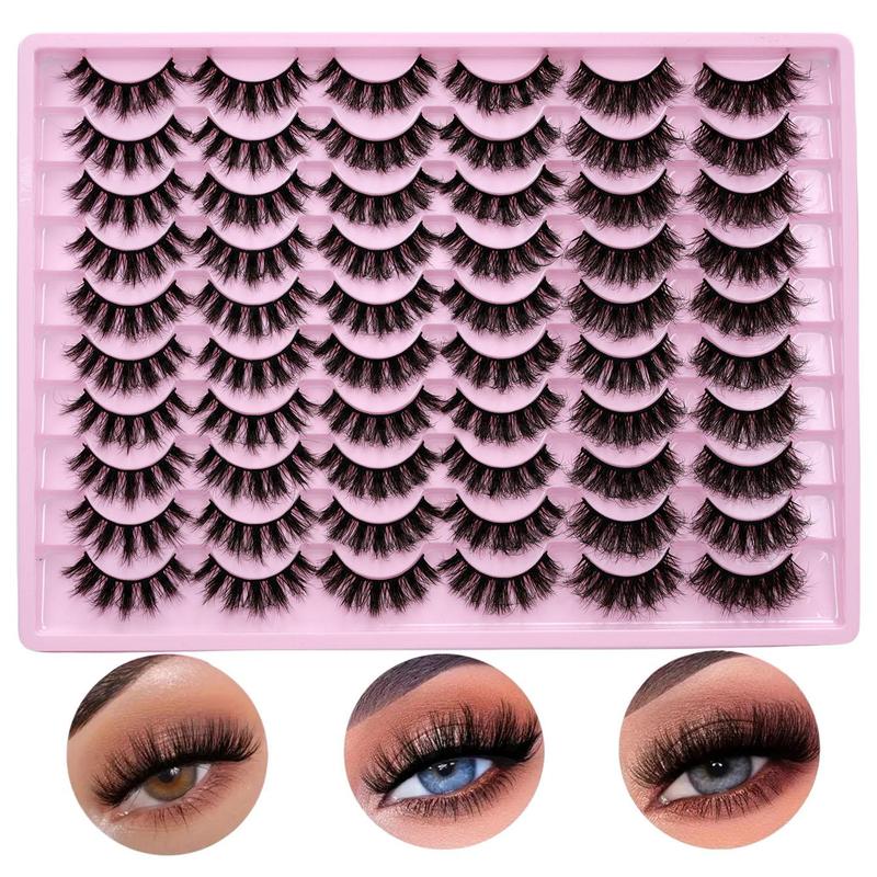 Mixed Style False Eyelashes, 30 Pairs 5D Natural Look Eyelash Extensions, Fluffy Curling Fake Eyelashes, Reusable Eye Makeup Enhancement Tool for Women