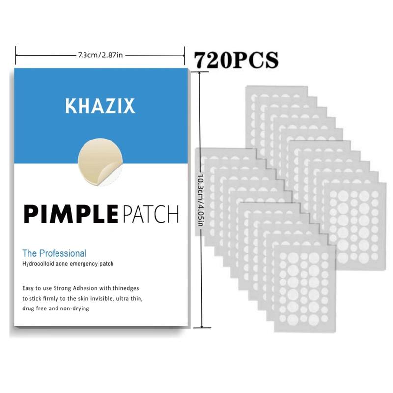 Deep Moisturizing Invisible Skincare Acne Cover Patch, 720pcs set Professional Mixed Size Acne Cover Sticker, Facial Pimple Zits Cover, Skin Care Product,  Acne Clearing Products