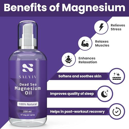 Natural Dead Sea Magnesium Oil Pump 8.45 fl oz - Pure Therapeutic Mineral Supplement from Jordan to Moderate Processes, Reduce Discomfort, and Promote Wellness