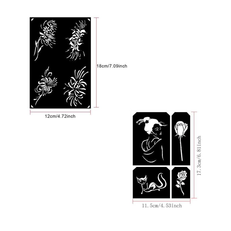 Reusable Henna Nail Art Tattoo Stencils, 22pcs set DIY Face & Body Painting Templates, Temporary Tattoo Stencils for Music Festival, Party, and Cosplay