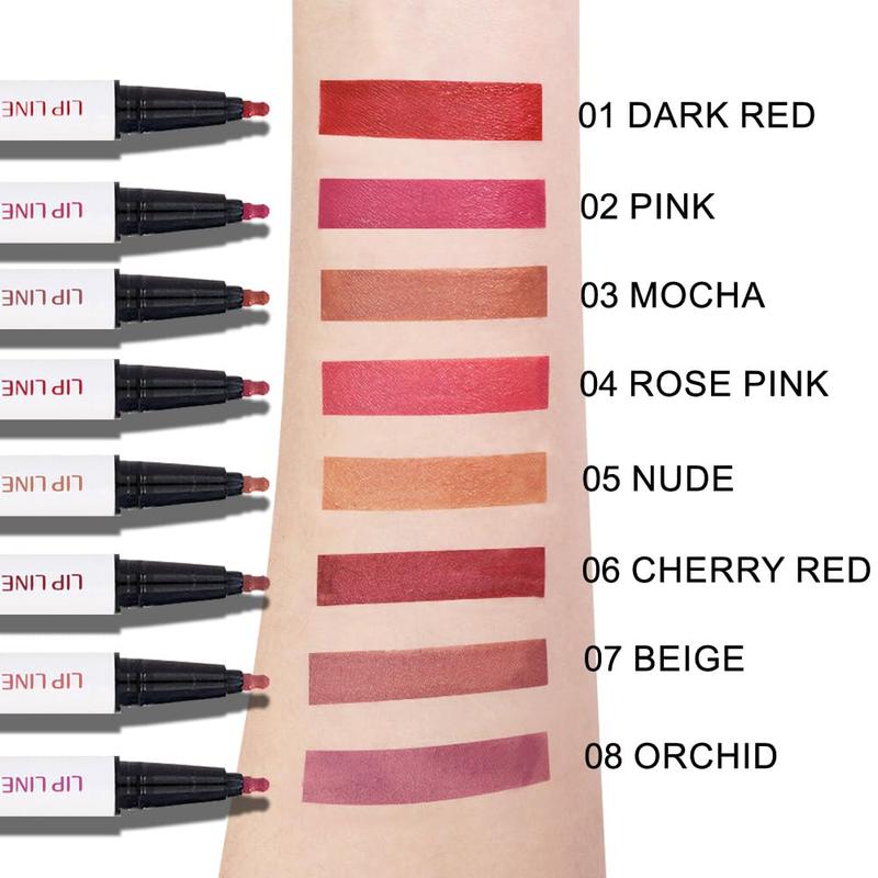 3Pcs Mocha Nude BeigeLip Stain Marker 2in1 Liquid Lipstick & Lip Liner Pencil Long Lasting Waterproof 24 Hour Original 24 HourLipstick Ink 03 + 05 + 07