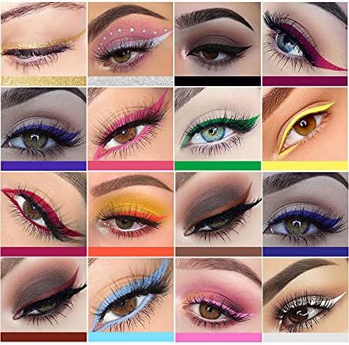 15 Colors Neon Eyeliner Pen Water Matte Smudge-proof Colourful Liquid Eyeliner Pencil Glitter Rainbow High Precise Eyeliners Set true colour Quick-dry Eye Makeup Cosmetics Lipliner