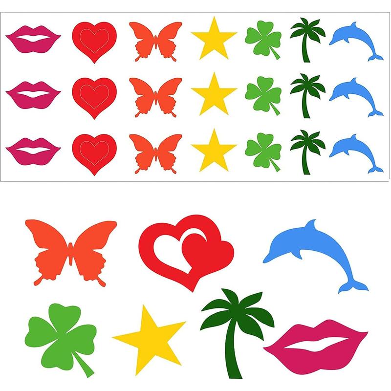 315 Pieces 7 Designs Tanning Sunbathing Stickers Perforated Body Stickers for Tanning Self Adhesive Tanning Bed Sticker Tanning Heart Lips Stickers Tanning Butterfly Dolphin Stickers