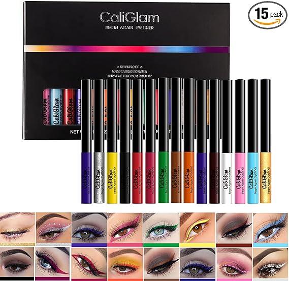 15 Colors Neon Eyeliner Pen Water Matte Smudge-proof Colourful Liquid Eyeliner Pencil Glitter Rainbow High Precise Eyeliners Set true colour Quick-dry Eye Makeup Cosmetics Lipliner