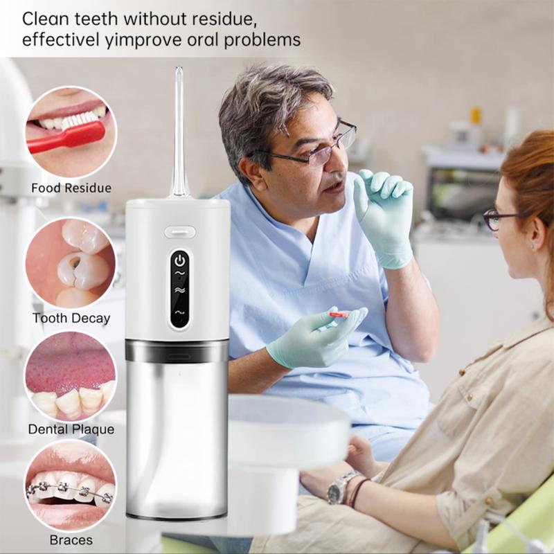 Portable dental water flosser. 8 - Jet Tip dental oral irrigator. 3 three - frequency pulse teeth cleaners, cordless oral Rechargeable Portable water  flosser