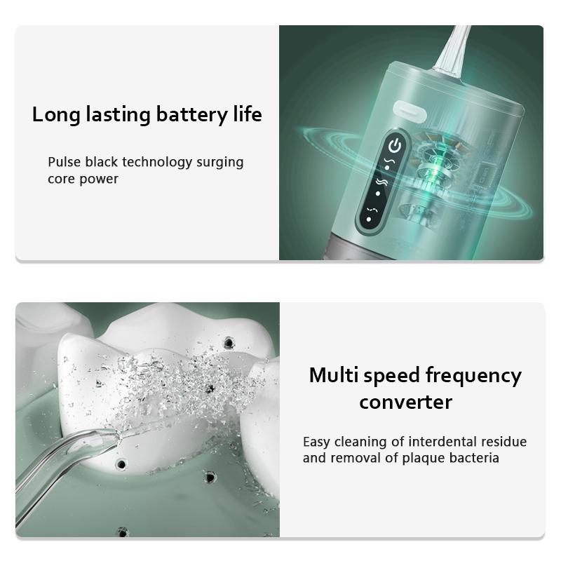 Portable dental water flosser. 8 - Jet Tip dental oral irrigator. 3 three - frequency pulse teeth cleaners, cordless oral Rechargeable Portable water  flosser