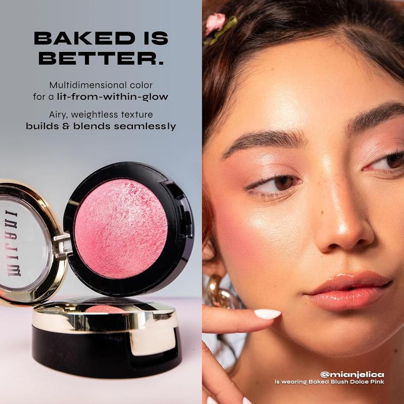 Baked Blush - Dolce Pink (0.12 Ounce) Cruelty-Free Powder Blush - Shape, Contour & Highlight Face for a Shimmery or  Finish