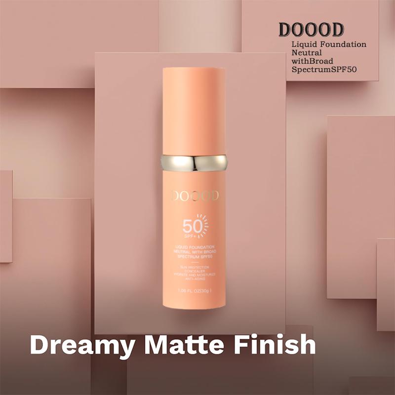 DOOOD Bio Liquid Foundation 4 in 1 - Medium Harmony, Sunscreen Serum SPF 50 Long Lasting, Non-Gland Blocking, Mini Lightweight Travel Size, Morning Cleansing Liquid Foundation, Perfect for Daily Skincare, Blends Perfectly with Your Skin Tone