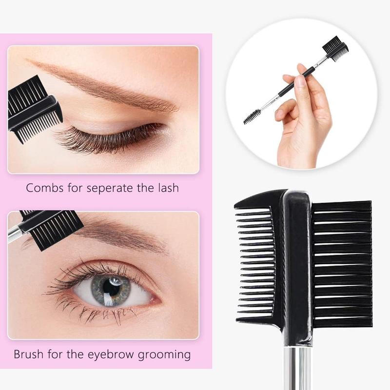 Eyebrow Brush Kit with Lash Curler and Extension Tweezers for Women - 10 Silicone Refills Pads Included