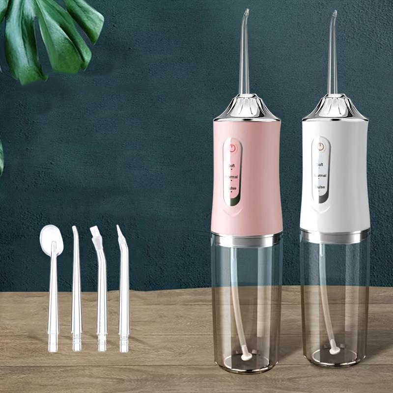 Portable Rechargeable Oral Irrigator, 1 Box 230ML Electric High-pressure Oral Irrigator with 4 Counts Nozzles, Daily Water Flosser for Home & Travel,Gift For Halloween & Christmas & autumn & winter Gifts.A nice gift for someone of the opposite sex.