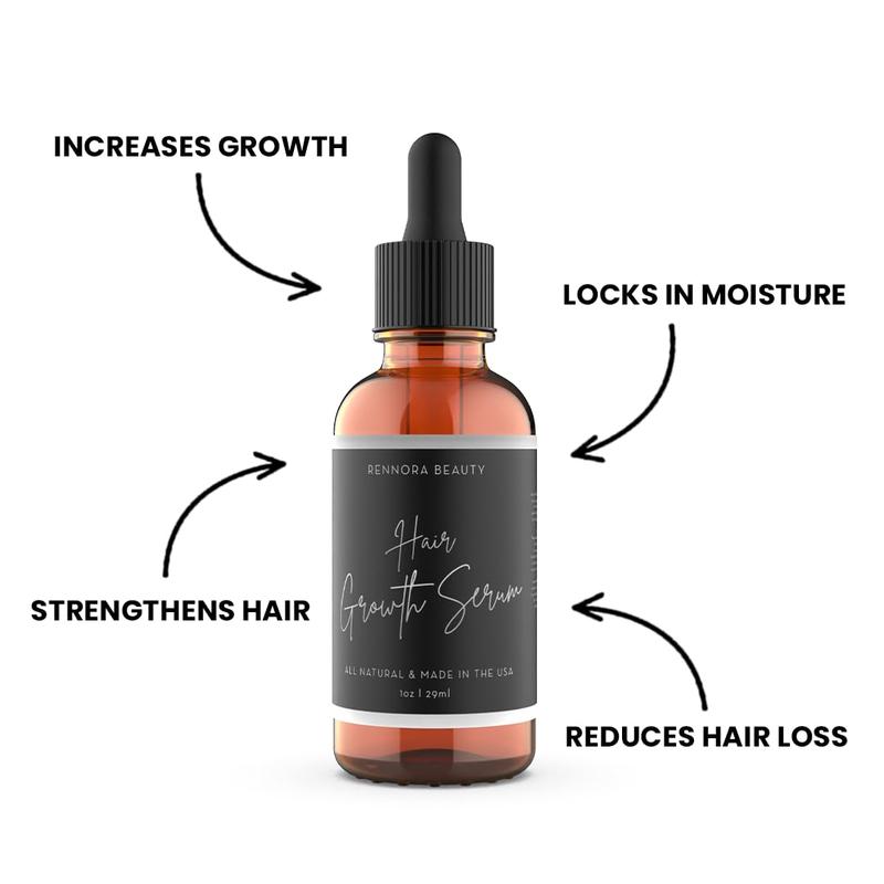 Hair Growth Serum Designed for Black Women with Organic Herbs and Natural Vitamin, No Chemicals (1oz per bottle, 4 Pack)