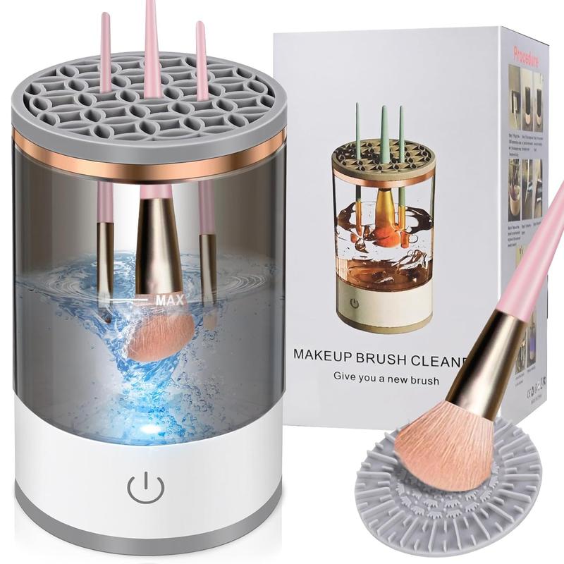 Electric Makeup Brush Cleaner, Makeup Brush Cleaner Machine with Brush Clean Mat, Automatic Make Up Brush Clean Tool for All Size Makeup Brushes Cosmetic Cleansing