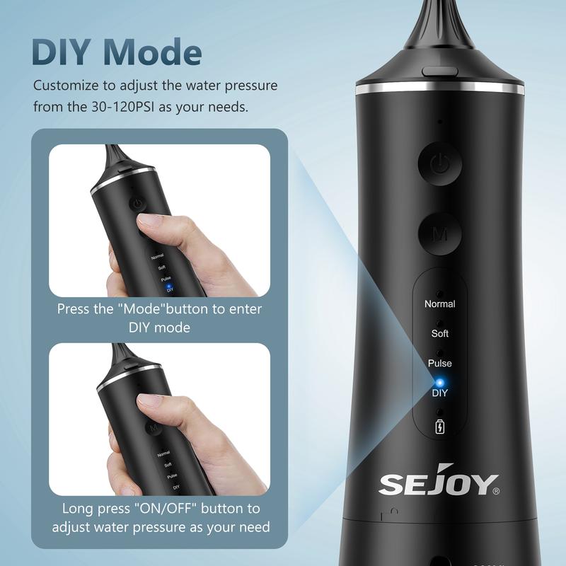 SEJOY Water Flosser Cordless Dental Oral Irrigator Cleaner Teeth Pick 10 Nozzles