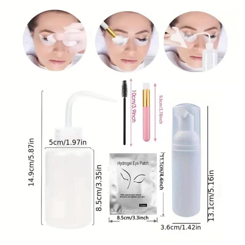 5-in-1 Eyelash Extension Cleaning Kit, 13pcs Eyelash Cleansing Tool with Bottle & Mascara Wands & Gel Pads & Brush, Salon-quality Beauty Tools for Lashes & Brows