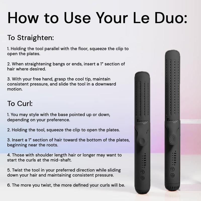 L'ANGE HAIR Le Duo Standard 360° Airflow Styler | 2-in-1 Curling Wand & Titanium Flat Iron Hair Straightener | Professional Hair Curler with Cooling Air Vents | Dual Voltage & Adjustable Temp (Black)