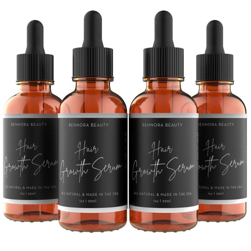 Hair Growth Serum Designed for Black Women with Organic Herbs and Natural Vitamin, No Chemicals (1oz per bottle, 4 Pack)