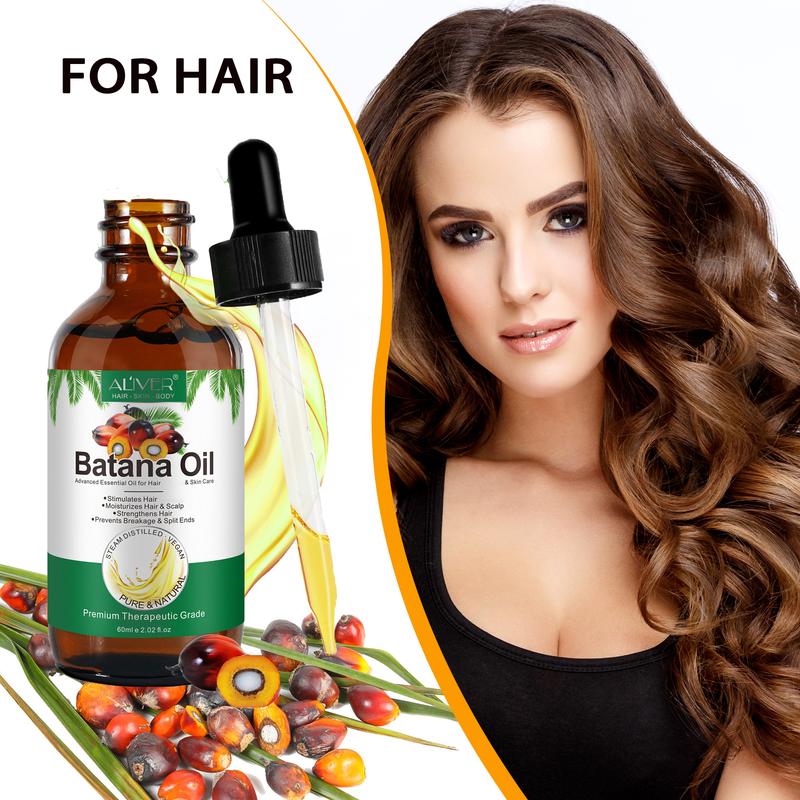 ALIVER Batana Oil for Hair & Skin & Eyebrows & Eyelashes 2.02 fl oz（60ml） Haircare Comfort