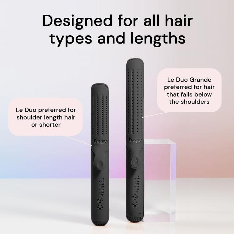 L'ANGE HAIR Le Duo Standard 360° Airflow Styler | 2-in-1 Curling Wand & Titanium Flat Iron Hair Straightener | Professional Hair Curler with Cooling Air Vents | Dual Voltage & Adjustable Temp (Black)