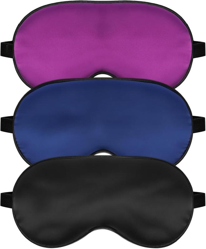 Sleep Mask, Silk Eye Mask for Sleeping with Adjustable Strap, Blindfold Eyeshade for Men & Women, Comfortable & Soft Eye Cover Eyeshade for Night Sleep (Black, Blue, Purple)