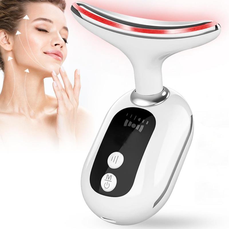 Face Neck Beauty Device, 7 Color Led Face Neck Massager,Multifunctional Facial Skin Care Tool for Home Skin Care LED Colorful