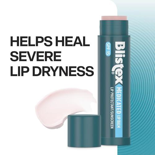 Blistex Medicated Lip Balm, 0.15 Ounce, 3 Count (Pack of 1) Prevent Dryness & Chapping, SPF 15 Sun Protection, Seals in Moisture, Hydrating Lip Balm, Easy Glide Formula for Full Coverage